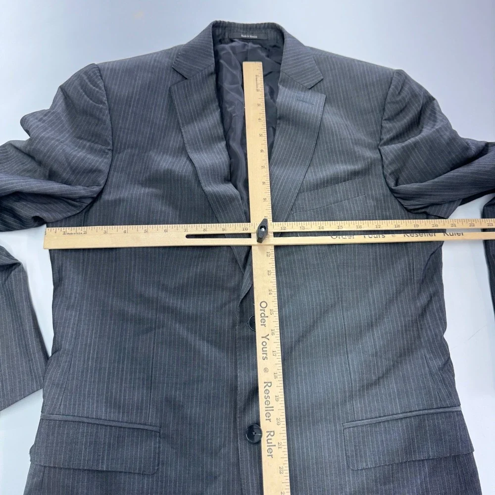 Z Zegna Blazer Mens 50L Gray Pinstripe City Wool Mohair Two Button‎ Professional